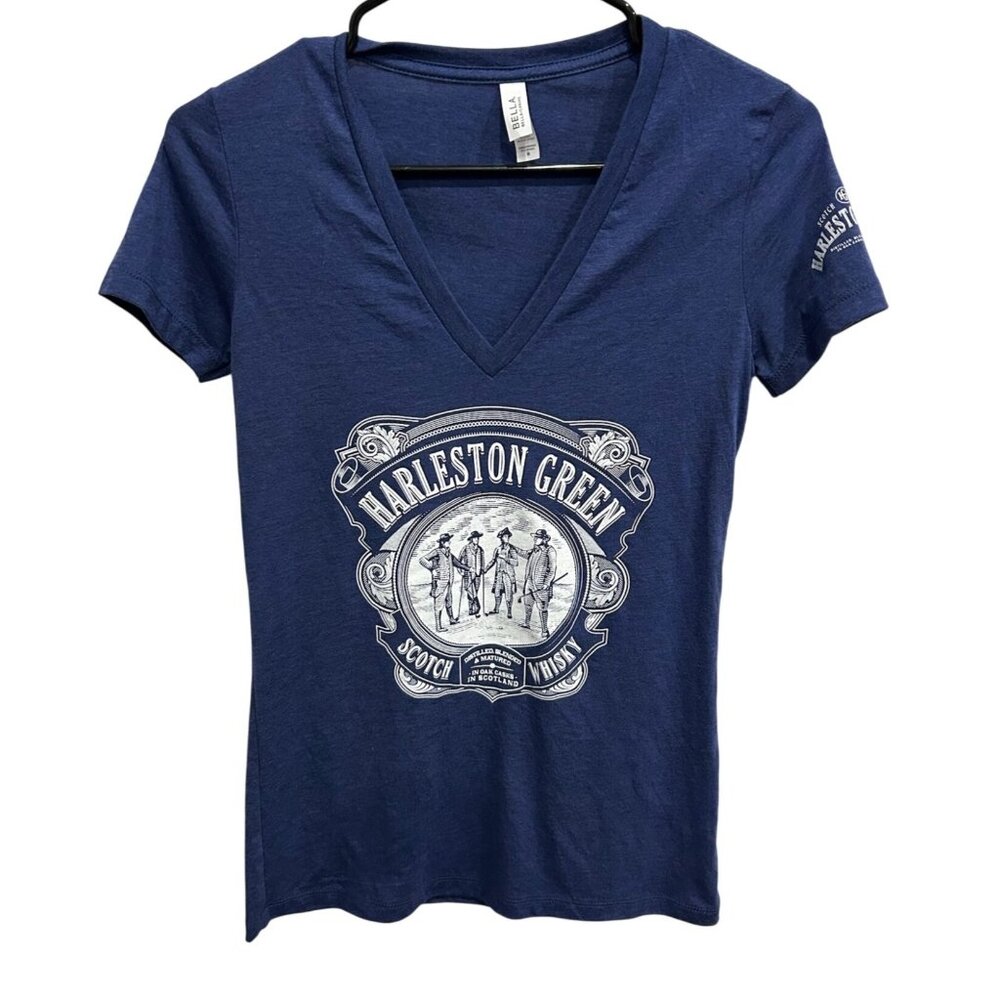 Harleston Green Bella+Canvas V-Neck T-Shirt Sz Medium Blue
